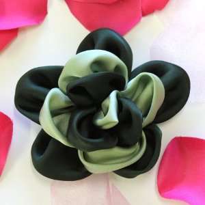 Satin Double Color Hand Made Corsage Fabric Flower Hat Hair Clip & Pin 
