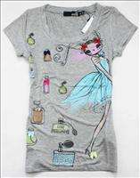 NWT Moschino Womens Fashion Girl Bottles T shirt 1173 White Sz S L 