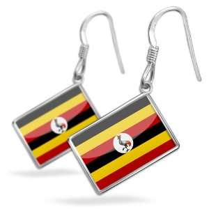  Earrings Uganda Flag with French Sterling Silver Earring 