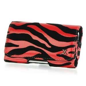 RED SAFARI ZEBRA #2 HORIZONTAL LEATHER POUCH FOR HTC G1 / HTC Droid 