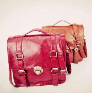 Womens PU Leather British Style Female Doctor Retro Messenger Bag Red 
