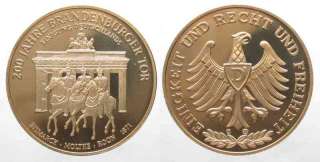 Medaille 200 Jahre Brandenburger Tor 40mm # 61699  