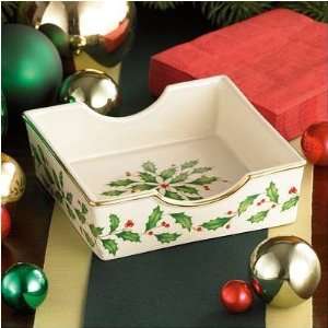 Lenox Dinnerware 800962 Holiday Napkin Holder with Red Napkins (Set of 