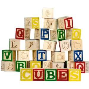  30 Classic Wooden Alphabet Blocks (1.25 Inch Cubes) Toys & Games