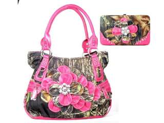 Western Pink Camouflage Camo Mossy Oak Flower Purse Handbag Wallet 