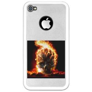iPhone 4 or 4S Clear Case White Flaming Skull