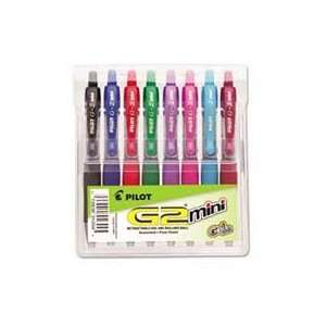  Pilot® G2 Mini Retractable Gel Ink Roller Ball Pen, Eight 