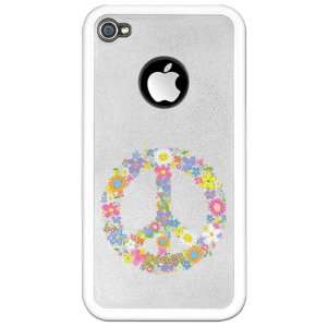  iPhone 4 or 4S Clear Case White Floral Peace Symbol 