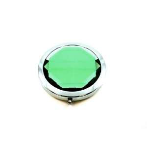  Green Cosmetic Compact Crystal Bling Mirror Beauty