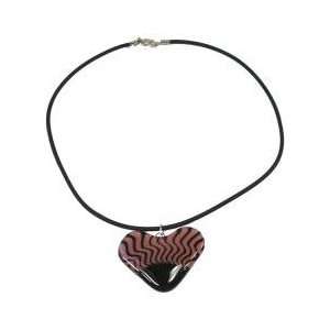   Handcrafted Fused Glass Heart Pendant   Black Sun Design Jewelry