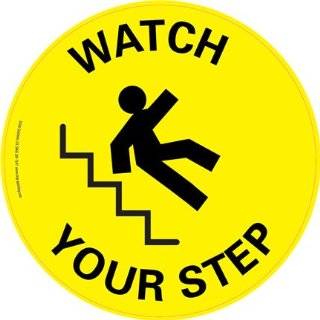  3x9 Restaurant Sign, Black, Caution/Watch Your Step 