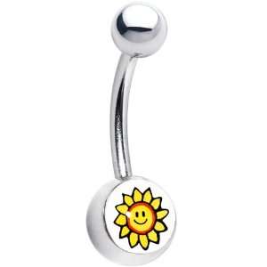  Stainless Steel Happy Sun Logo Belly Ring Jewelry