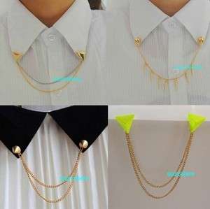   Collar Tips Pins Spike Gold Tone Metal Pyramid Brooch Stud Trendy