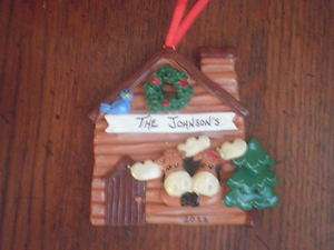 Personalized Moose Couple Cabin Christmas Ornament  