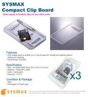 Compact Clipboard Credit Card Receipt Bill Holder  