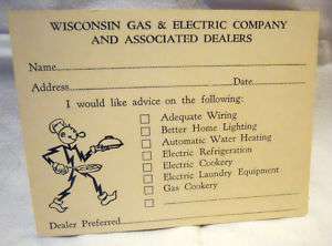 vint. REDDY KILOWATT CARD/ WISCONSIN GAS & ELECTRIC NR  
