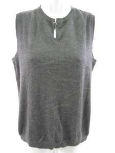 OSCAR DE LA RENTA Grey Sleeveless Shirt Top Sz M  