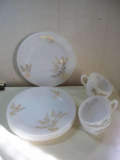 Federal Glass Golden Glory 4 Plates and Cups 1960s  