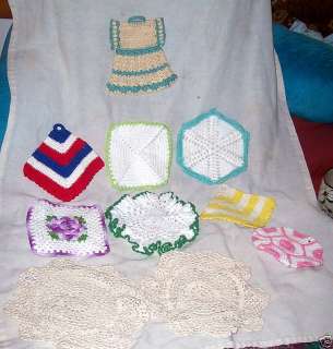 10 Vintage Crocheted Items Very Clean Very Nice  