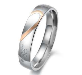   Ring Set Titanium Ring Engagement Bands Matching Pair Stainless Steel