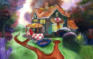   Kinkade Inspired Dan Lacey Pancake Painter House Breakfast Cottage Art