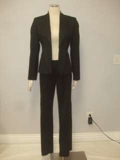    $395 Black Embroidered Womens Wool Pant Suit Sz 4  