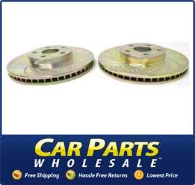 new brake disc pair set of 2 front gold zinc plated dimpled and 