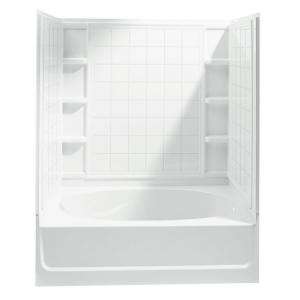   60 in. x 36 in. x 72 in. Vikrell Tile Bath and Shower Kit in White