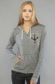 Obey The Anchored Love Graphic ZipUp Fleece in Heather Navy 