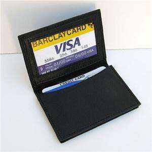 CREDIT Card Window ID Leather Case BiFOLD MENs Wallet Black  