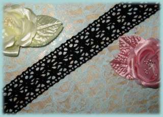 YARDS~SOFT COTTON/CLUNY LADDER LACE *BLACK OR IVORY*  