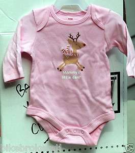   Christmas Pink Mommys Little Deer Girl Baby Infant Onesie Creeper