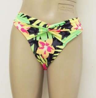 Bright & Sexy 80s Vintage Neon Fluorescent Bandeau Bikini Swimsuit sz 