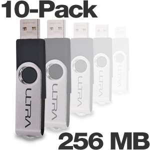 Ultra ULT40498 USB Swivel Flash Drive   256MB, 10 Pack  