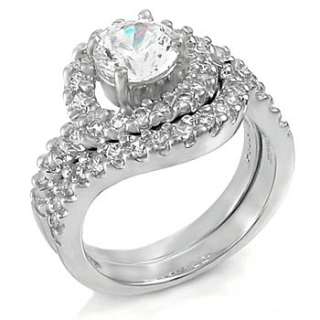 Celebrity Inspired Designer Sterling Silver Engagement Wedding Ring 