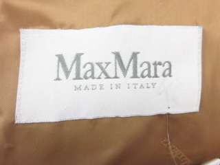 MAX MARA Tan Camel Hair Fur Trim Roll Collar Long Belted Coat Jacket 