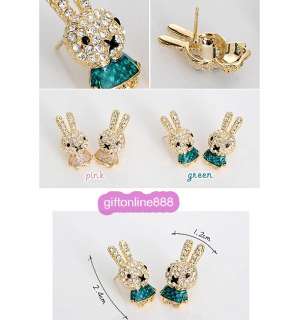 E016 Miffy Rabbit bunny lady girl pair earrings Green  