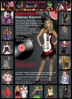 Glam Rock Kostüm Gitarre rot Gitarrenfrau  