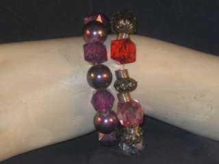   BRACELETS 1 WITH PURPLE BEADS 1 WITH MULTICOLOR BEADS CUTE a91
