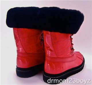   NIB Coach Fur Leonora Signature Red Winter Rain or Snow Boots  