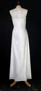   McClintock Soft Ivory Satin Embroidered Dress Gown Size 6  