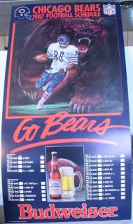 1987 Chicago Bears Large 33 Sign Schedule Budweiser Poster Go Bears 