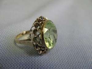 10 14 KT yellow gold ladys Huge Single Green stone Spinel ring size 