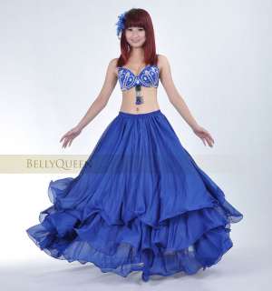 Hot New Beautiful 3 Layers Belly Dance Skirt 14 Colors Available Free 