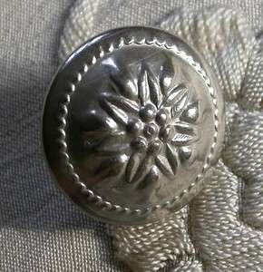 VINTAGE BAVARIAN SILVERY EDELWEISS DIRNDL BUTTONS LG  