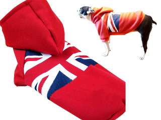 Dog Miss Pet England flag pattern Hoodies in Red Size 5  