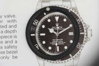 Mens Rolex Sea Dweller Black Bezel Insert Factory Stainless 16600 L 
