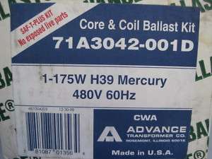 New Advance Ballast 71A3042 001D 175W H39 Mercury 480V  