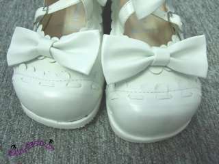 Sweet Lolita white flats shoes gothic NEW US 5.5   10.5  