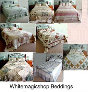 Country Patchwork Cotton Quilted Bedspread 3PC Queen  